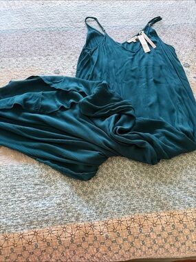 lovestitch Deep Teal Pleated Slip Dress